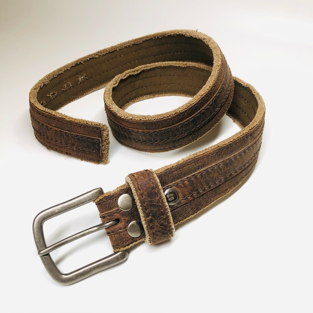 BKE Brown Leather Men's Belt with Silver Buckle